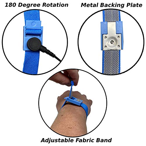 RubberStat Dual Layer ESD Compliant Workstation Rubber Table Mat Kit, Soldering, Cell Phone Repair, with Wrist Strap Set and Ground Cord - 30"x16" Royal Blue