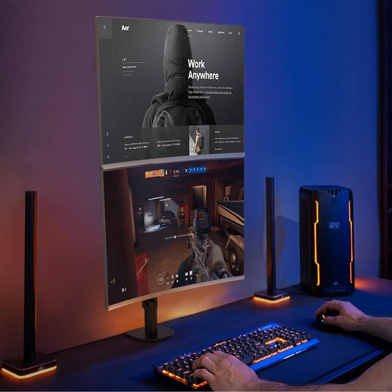 Pholiten Tall Vertically Stacked Dual Monitor Desk Mount Stand,Extra Tall 31 Inch Monitor Stand, Fully Adjustable Monitor arm for 13-32 Inch LCD Screen,Holds up to 22lbs