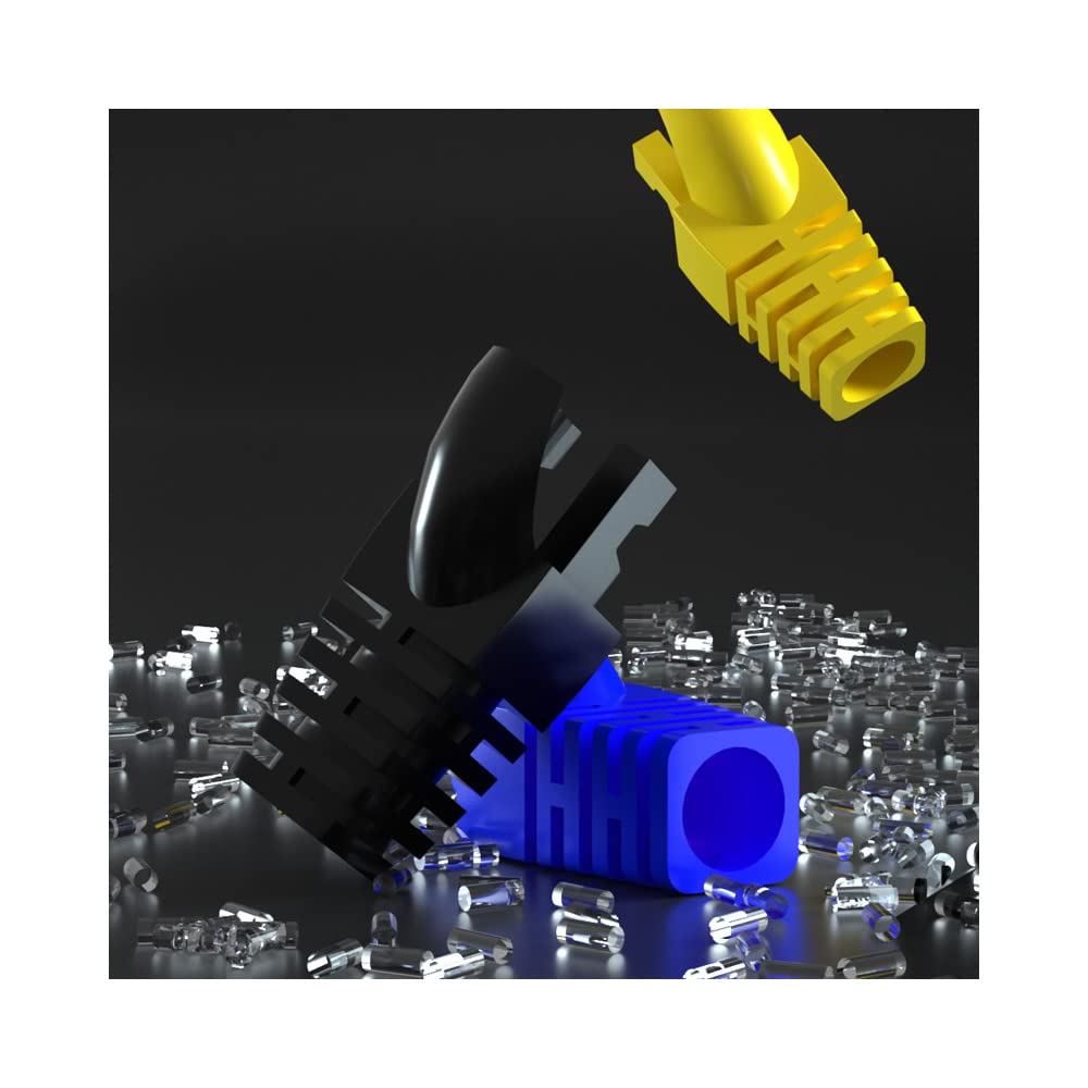 50 Pcs Cat5E Cat6 Strain Relief Boots, RJ45 Plug Connector Cover Modular Network Plug Cap, Orange
