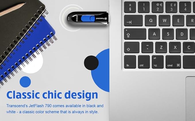 Transcend JF790 32GB USB Flash Drive, for PC/Mac/Laptop/Windows/Computer/ Desktop/TV/Car Audio, USB3.2 Gen1 Memory Stick, Thumb Drives Data Storage w/ Retractable Connector, USB2.0/3.0/3.1 Compatible