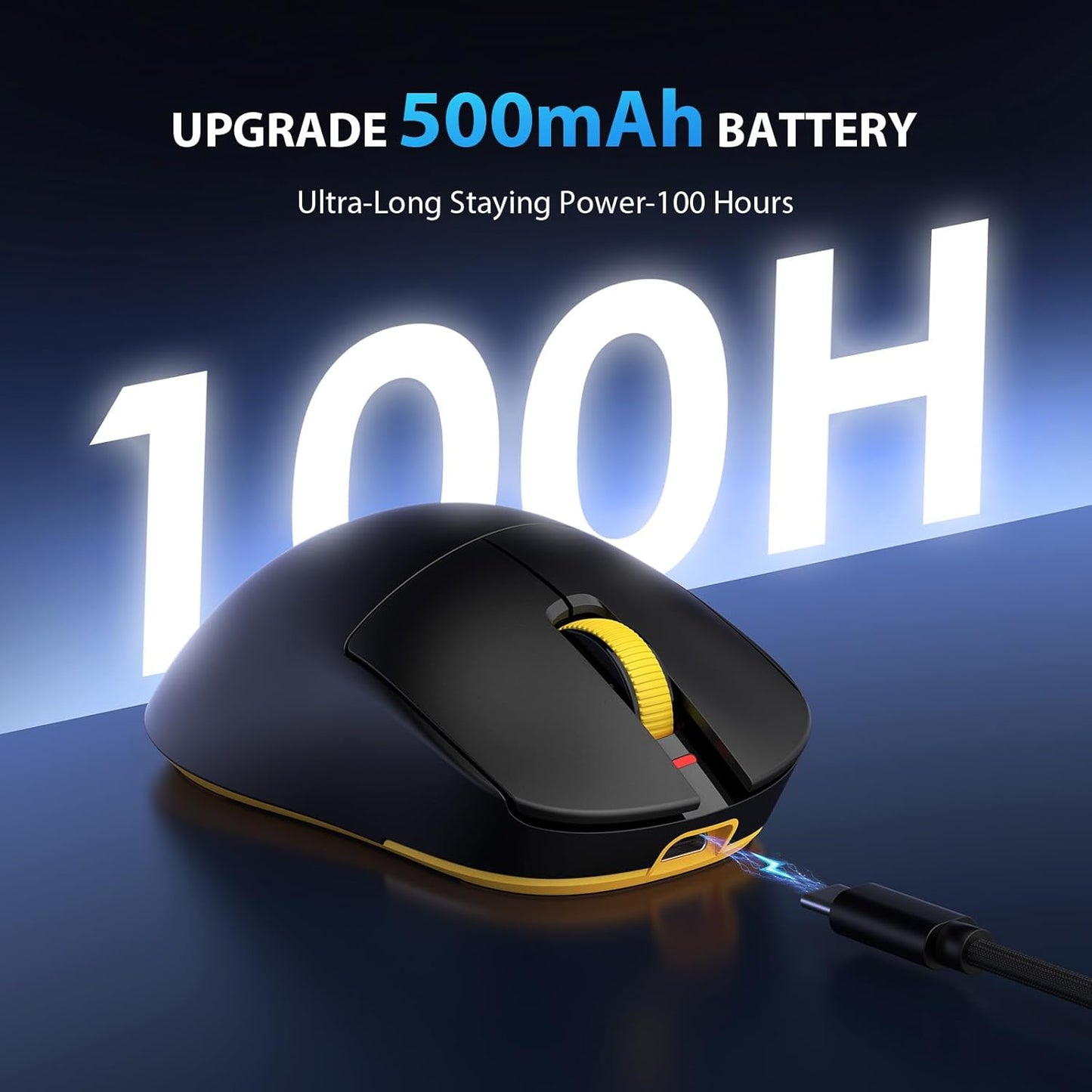 Transformers GM04 63g Lightweight Wireless Gaming Mouse, 12000 DPI, PAW3311 Sensor, 100h Battery Life, 2.4G/USB-C/Bluetooth Wireless Mouse with 5 Programmable Buttons for PC/Mac/Laptop(Black)