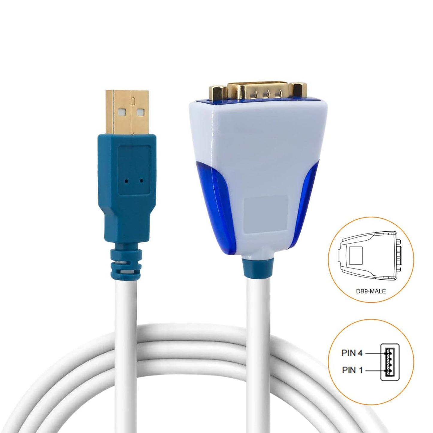 USB to DB9 Male RS232 Serial Converter Cable for Us232R Converter Adapter Cable with Chip FT232RQ -Supports All Computer Systems, Up to 1M Transmission Rate, 1M(3.28ft) Long,No Driver Needed