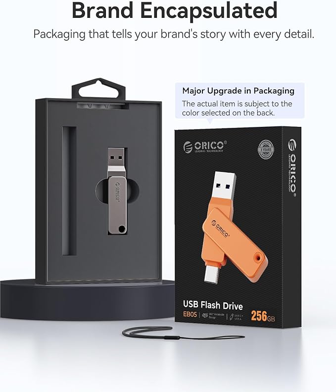 ORICO USB-Cand USB-A Flash Drive 150MB/S Metal Housing Swivel Design Support OTG Function 2 in 1 PenDrive 32GB for USB C and USB A Devices -EB05 BL