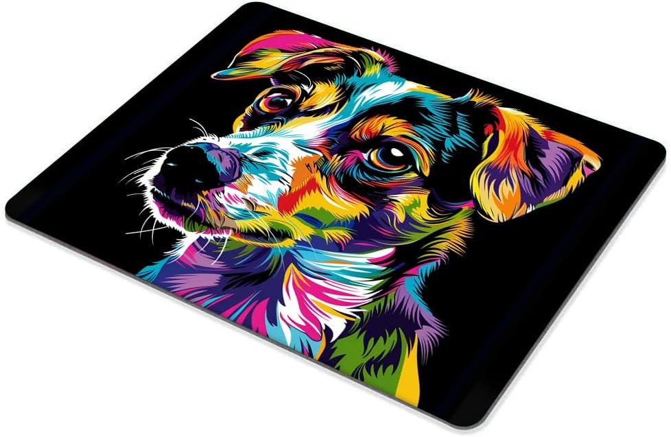 Square Mouse Pad Colorful Dog Portrait-5,Gaming Mouse Pads for Desk,Soft Computer Waterproof Non-Slip Mouse Mat