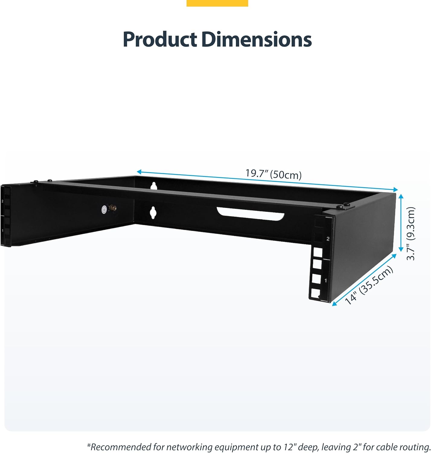 StarTech.com 2U Wall Mount Network Rack - 14 in Deep (Low Profile) - 19" Patch Panel Bracket for Shallow Server, IT Equipment, Network Switches - 77lbs/35kg Weight Capacity, Black (RACK-2U-14-BRACKET)
