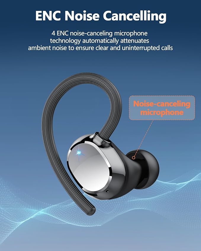 Ear Buds Wireless Bluetooth Earbuds Sport 2026 New Bluetooth 5.3 Headphones with LED Display 128H Playtime Powerful Bass Over Ear Earphones with Earhooks IP7 Waterproof for Gym/Running/Workout
