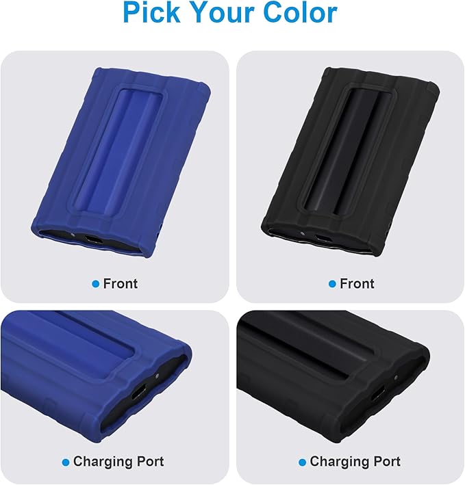 Lacdo Silicone Carrying Case for Samsung T7 Shield Portable SSD 1TB 2TB 4TB External Solid State Drive, Soft Silicone Case Protective Cover Sleeve Skin for T7 Shield SSD, with Lanyard, Blue