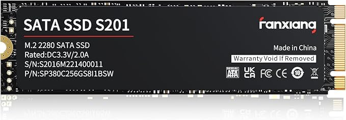 fanxiang S201 512GB M.2 SATA SSD 2280 SATA III 6Gb/s Internal Solid State Drive, SLC Cache for Speed Boost, Read Speed up to 550MB/sec, 3D NAND TLC, Compatible with Laptop and PC Desktops(Black)
