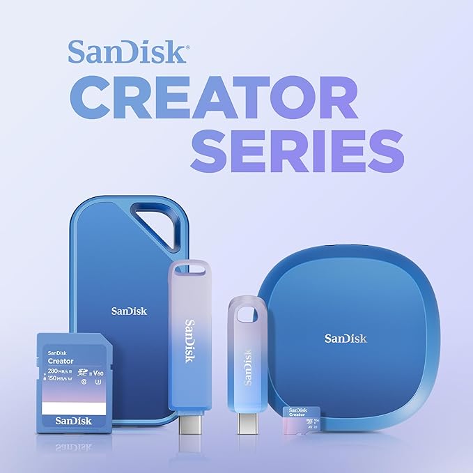 SANDISK 1TB Creator SD UHS-II Card, Read speeds up to 280MB/s, for DSLR and Mirrorless Cameras, 4K UHD, 6K Video, V60, 1 Month of Adobe Creative Cloud Included - SDSDXEP-1T00-GNCIS