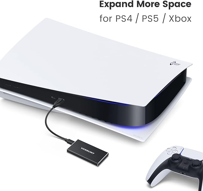 Vansuny 250GB Portable External SSD, USB 3.1 Gen2 430MB/s High-Speed Data Transfer, Metal USB C Mini Portable External Solid State Drive for PC, Laptop, Phones and More