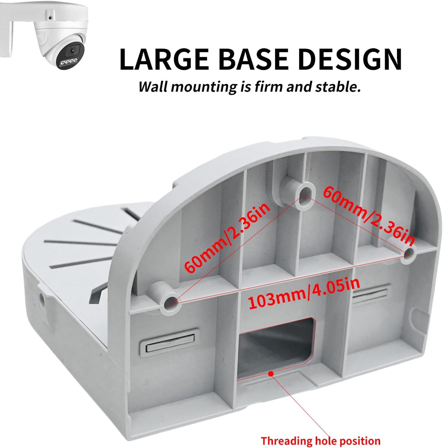 Indoor Outdoor Camera Bracket ABS Plastic Wall Mount L-Shaped Bracket for Security Dome IP Camera Mounting, Junction Box Cable Management (4.5in-SL-1PACK)