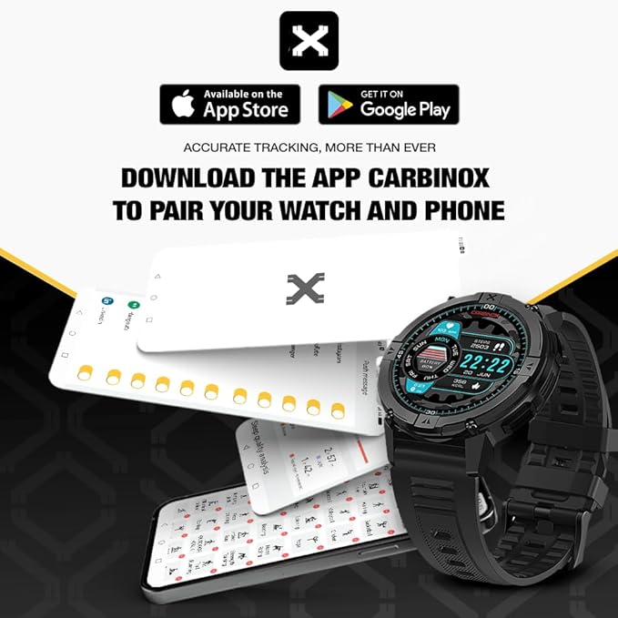 CARBINOX X-Ranger Smart Watch (Answer/Make Calls), Rugged Fitness Tracker IP69K Waterproof, Compatible with Android and iOS, 14 Days of Battery Military Durable, AMOLED Screen