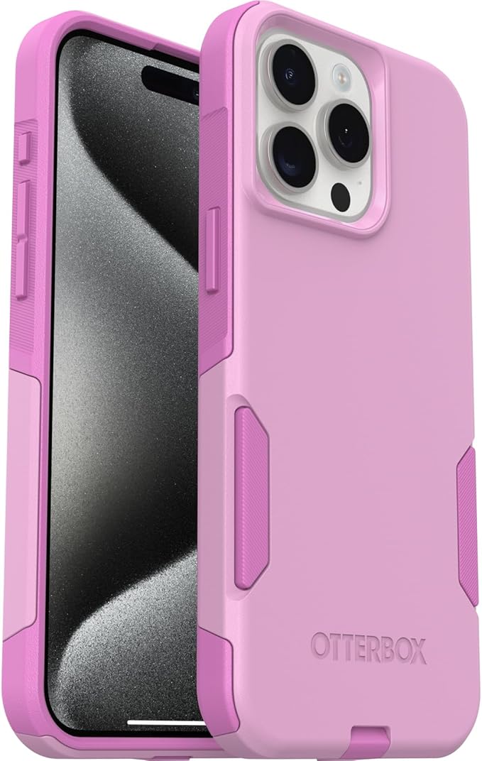 OtterBox iPhone 15 Pro MAX (Only) Commuter Series Case - Run Wildflower (Pink), Slim & Tough, Pocket-Friendly, with Port Protection