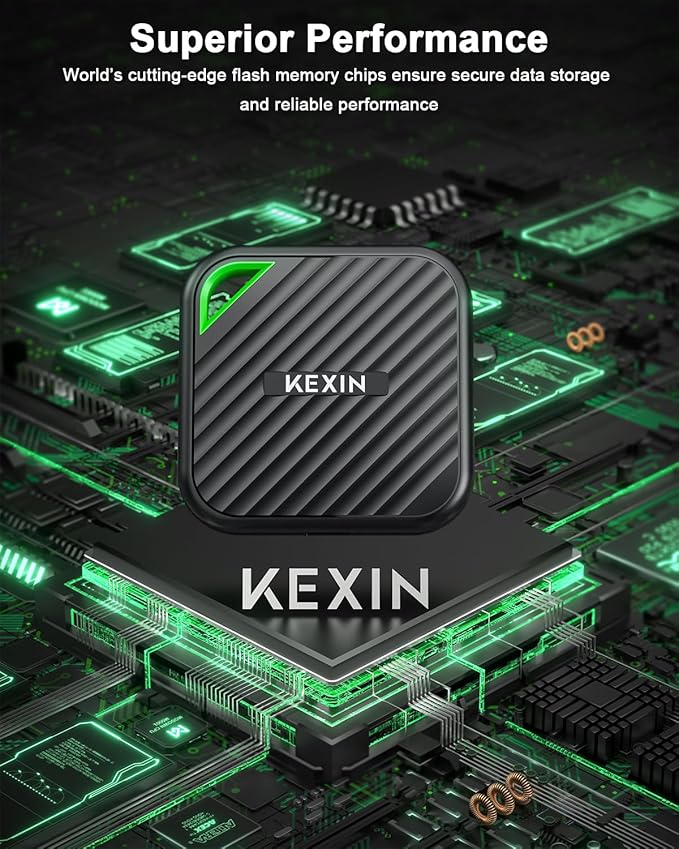 KEXIN External SSD 512G USB C Portable SSD Up to 2000MB/s External Solid State Drive USB 3.2 Gen 2x2 Type-C Portable Solid State Drive for PC Mac Game Console
