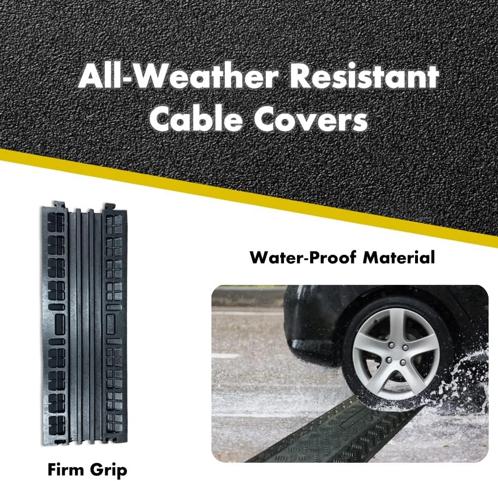Kable Kontrol Drop Over Floor Cord Cover – 40” Inch Long 2 Channel Cable or Wire Protector – 10 Pcs Bulk Pack - Rubber Ramp for Indoor and Outdoor Use – Black