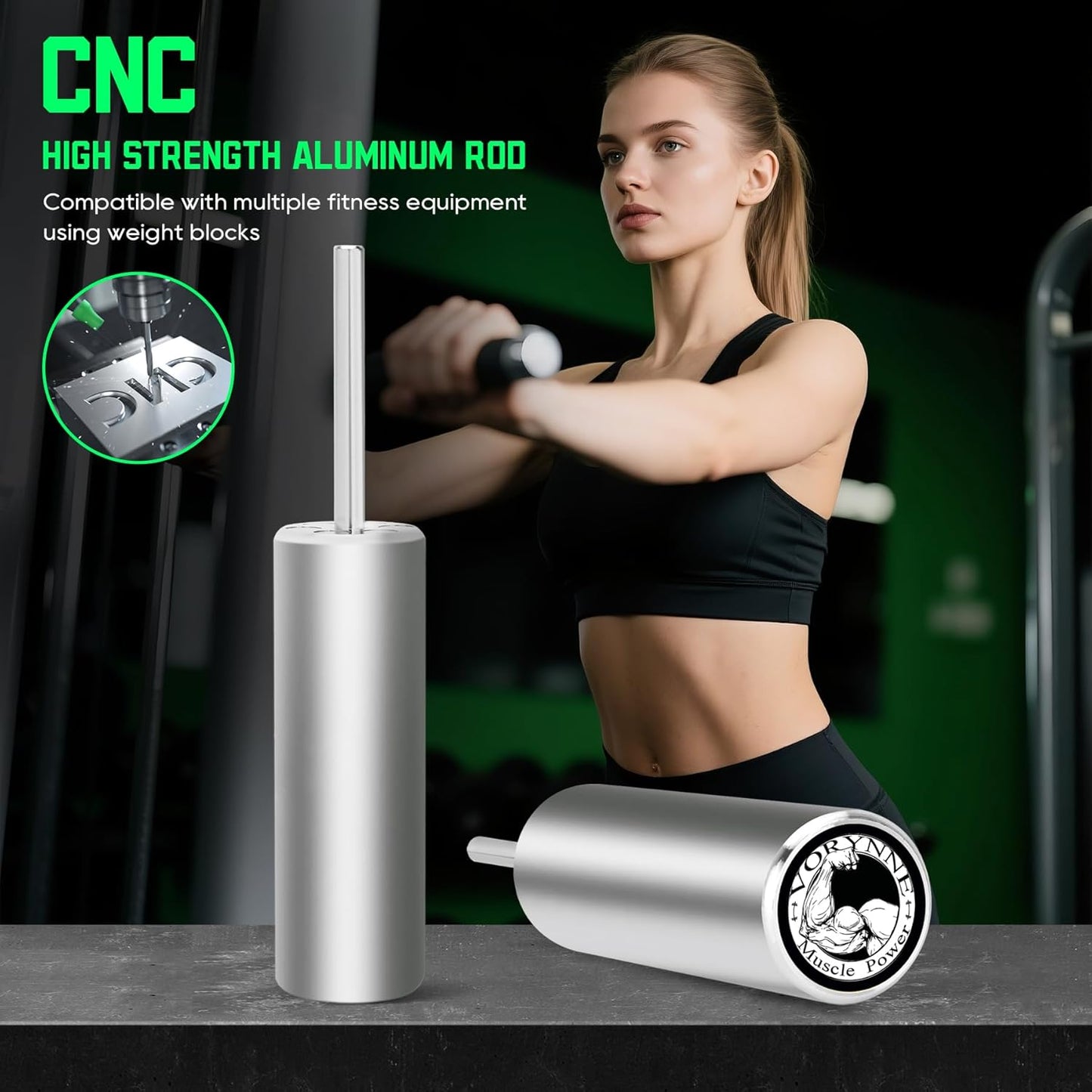 Weight Stack Pin Extender for Gym Cable Machine & Home Gym, Ø10 mm & Ø8 mm, Allowing Additional Olympic Weight Plates, Made of Durable Steel for Secure and Long-Lasting Use