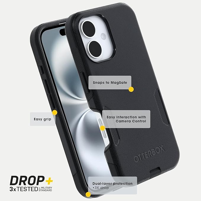 OtterBox iPhone 16 Pro Max (Only) - Commuter Series MagSafe Case - Night (Black & Yellow) - Built-in Magnets - Slim & Tough - Pocket-Friendly - with Port Protection