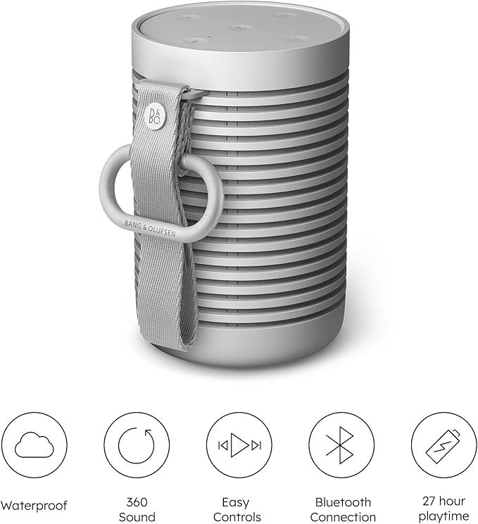 Bang & Olufsen Beosound Explore - Wireless Portable Outdoor Bluetooth Speaker, IP 67 Dustproof and Waterproof, Grey Mist
