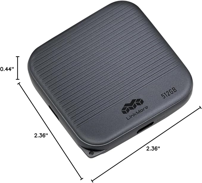 LinkMore 512GB Magnetic External Portable SSD – 950MB/s Read – for ProRes 4K – Phone SSD Compatible with MagSafe, USB-C, USB-A, iPhone 15/16, Mac, PC (NR P100)