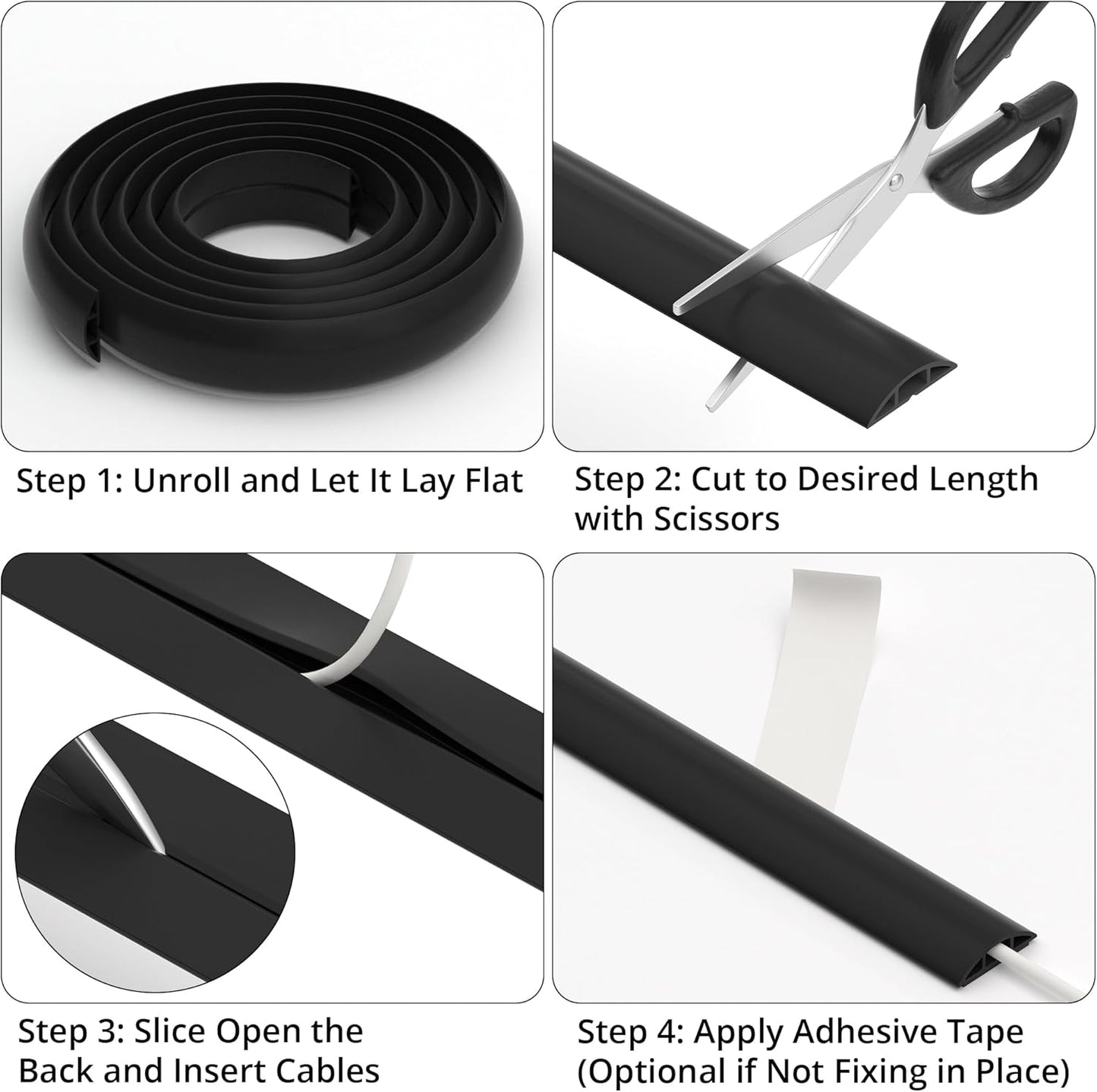 ZhiYo 3.6ft Cord Covers for Wires on Floor, Cord Hider Floor Hide Extension Cords, Soft PVC Cable Cover Cable Protector, Wire Cavity W0.62in H0.31in, Vintage Coffee