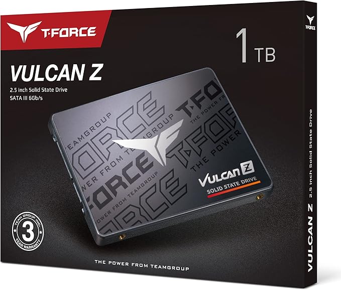 TEAMGROUP T-FORCE VULCAN Z 1TB SLC Cache 3D NAND TLC 2.5 Inch SATA III Internal Solid State Drive SSD (R/W Speed up to 550/500 MB/s) T253TZ001T0C101