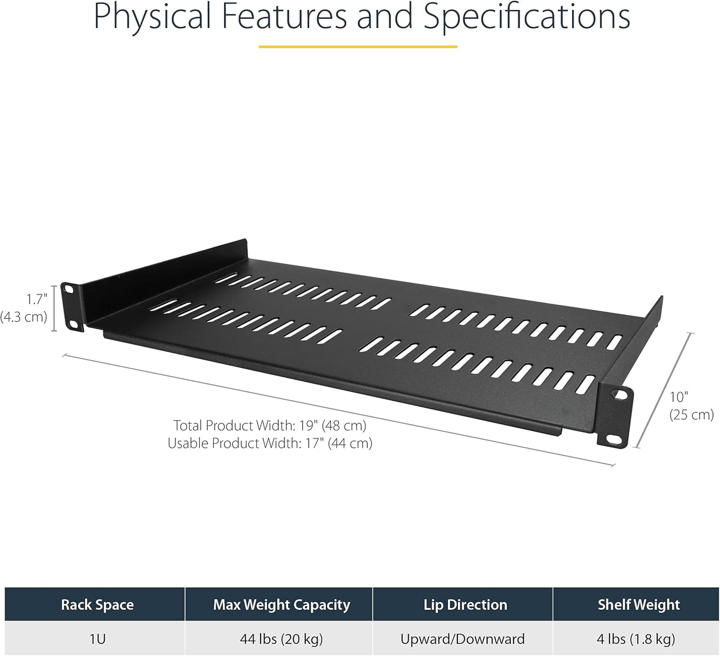 StarTech.com 4U Wall Mount Network Rack - 14 Inch Deep (Low Profile) - 19" Patch Panel Bracket & Server Rack Shelf - Universal Vented Cantilever Tray