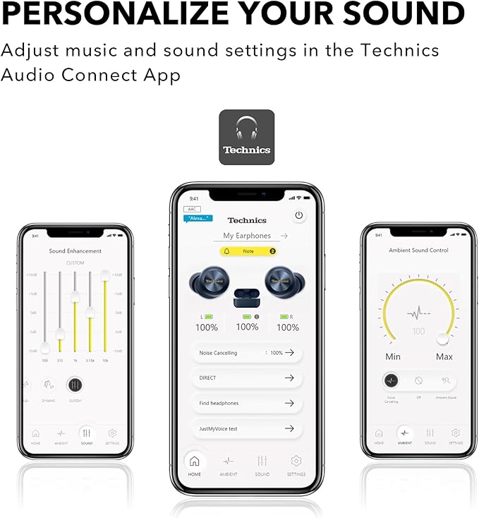 Technics Reference Class Hi-Fi Wireless Earbuds,Dolby Atmos with Head Tracking,Adaptive Noise Cancelling,3 Device Multipoint, 10-hr Battery,Wireless Charging,Improved Fit -EAH-AZ100-A (Blue)