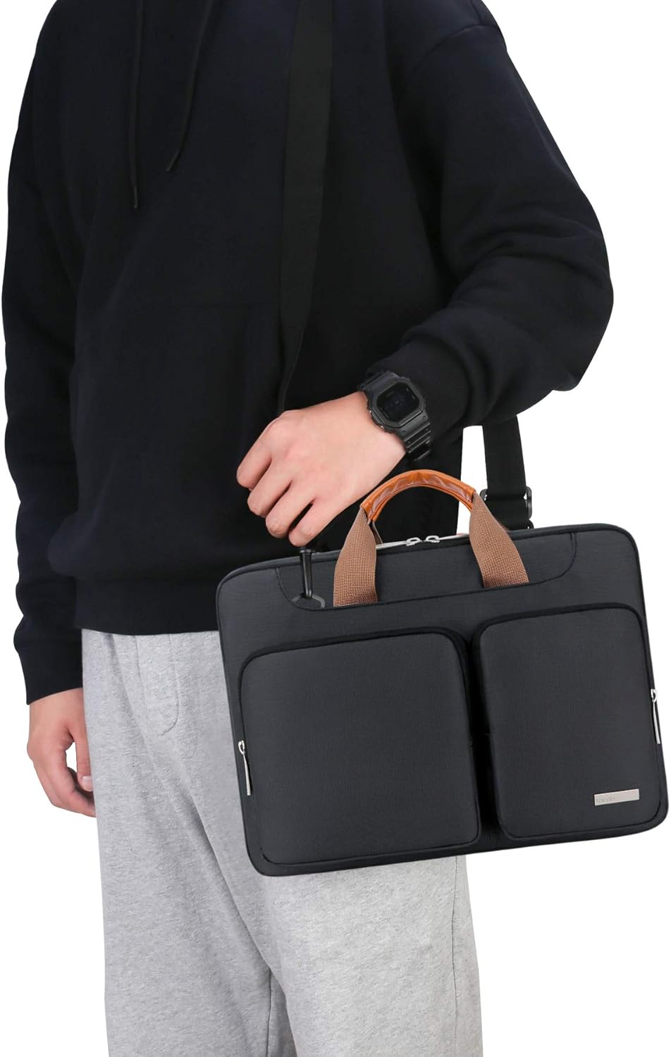 Lacdo 360° Protective Laptop Shoulder Bag, 16 inch Laptop Bag for 16 inch New MacBook Pro M4/M3/M2 /M1 Pro Max A3403 A3186 A2991 A2780 A2485 2024-2019, 15" Surface Laptop 7th Copilot+PC Computer,Black
