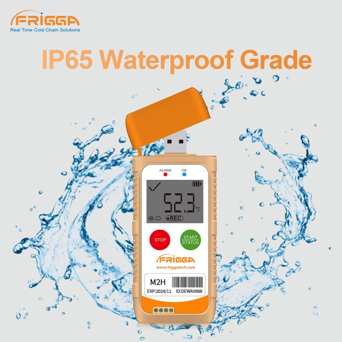 Frigga M2H Reusable Temperature Humidity Data Logger Multi-Use USB Digital Temperature Recorder 28800 Points High Accuracy Refrigerator Thermometer Logger PDF CSV Report