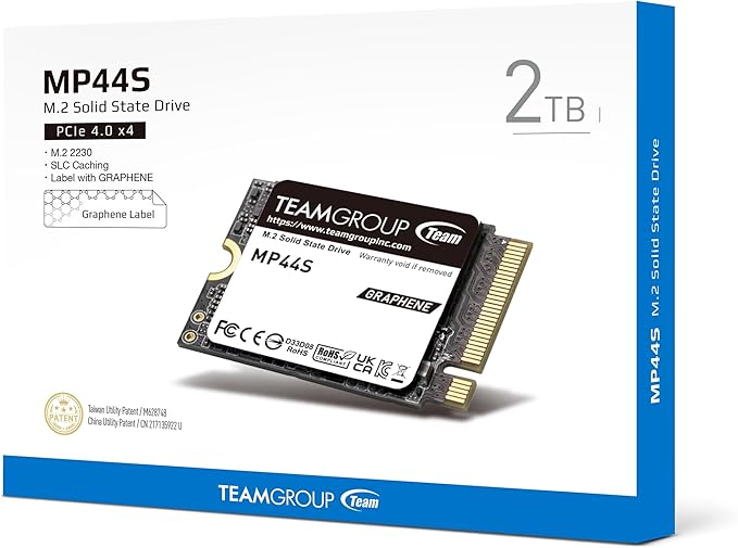 TEAMGROUP MP44S SSD 2TB SLC Cache Gen 4x4 M.2 2230 PCIe 4.0 NVMe Steam Deck ASUS ROG Ally Mini PCs R/W Speed up to 5000/3500 MB/s TM5FF3002T0C101