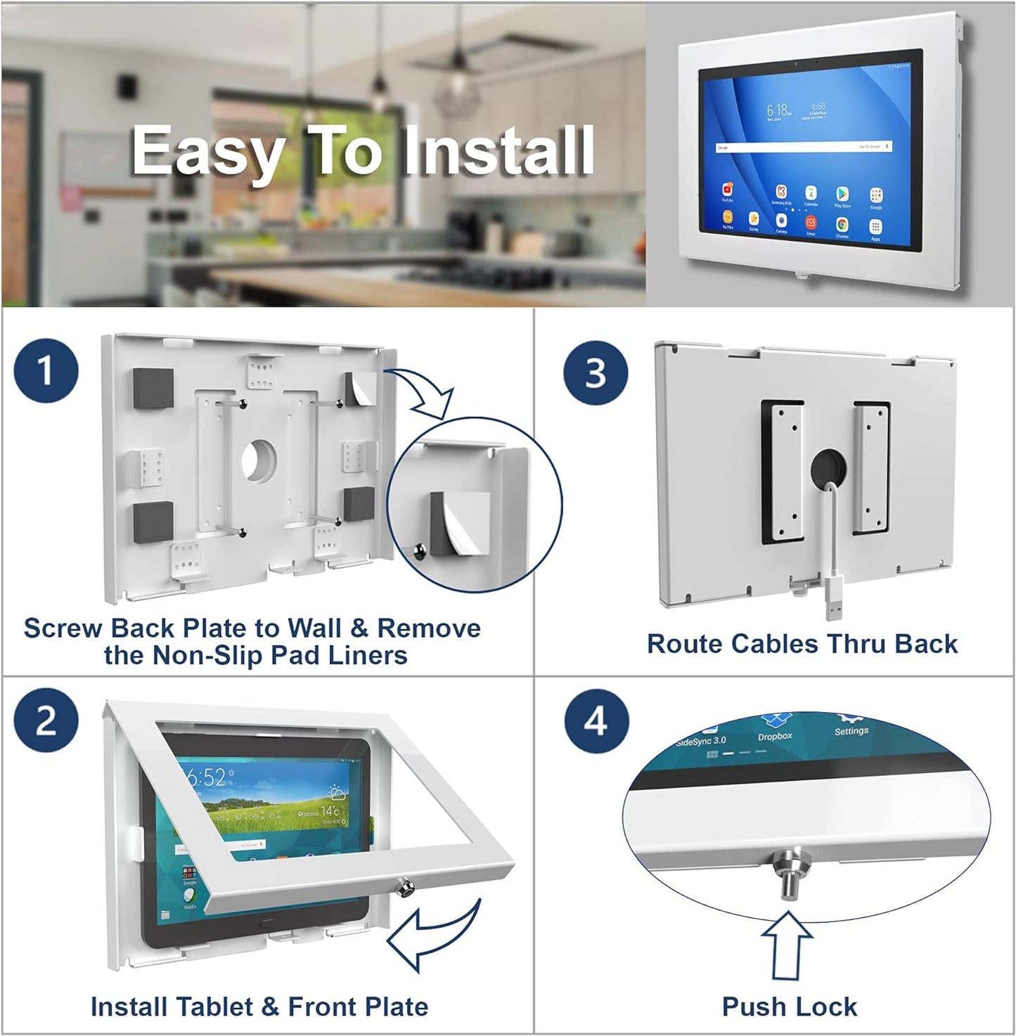 TABcare Locking Anti-Theft Metal Case for Samsung Galaxy TAB A9+ 11" Tablet for Kiosk, POS, Store, Show Display, Time Clock (TAB A9+ 11, White)
