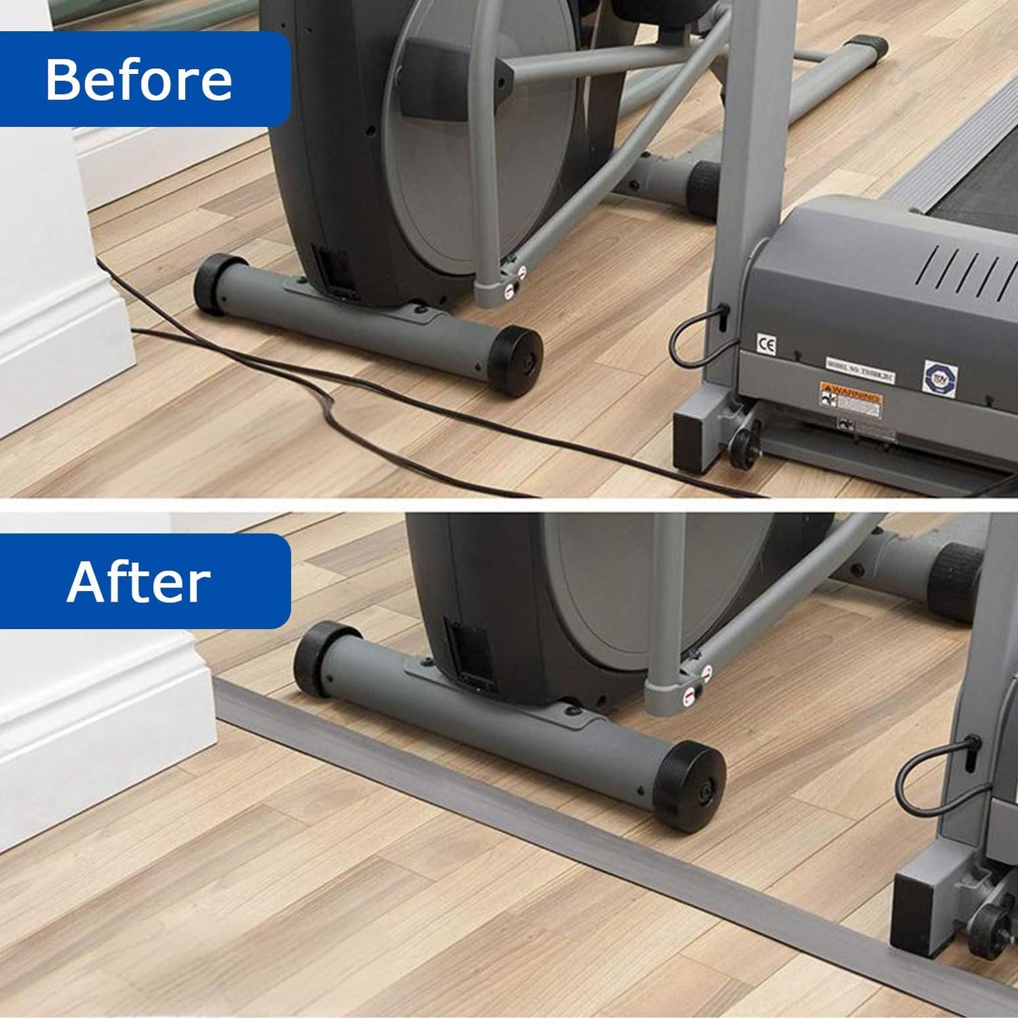 6ft Floor Cord Cover,Cord Hider Floor Gray,Extension Cable Cover Power Cord Protector Floor,Floor Cable Management Prevent Cable Trips,Cord Protector Cord Cavity:0.47" (W) x 0.24" (H)