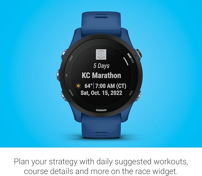 Garmin Forerunner® 255, GPS Running Smartwatch, Advanced Insights, Long-Lasting Battery, Tidal Blue