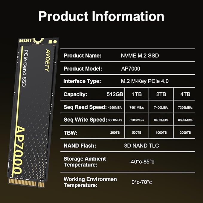 SSD 1TB - M.2 NVMe PCIe Gen4x4 with Graphite Sheet, up to 7401MB/s Read, SLC Cache TLC 3D NAND Gaming SSD, Compatible with PS5, Laptop & PC