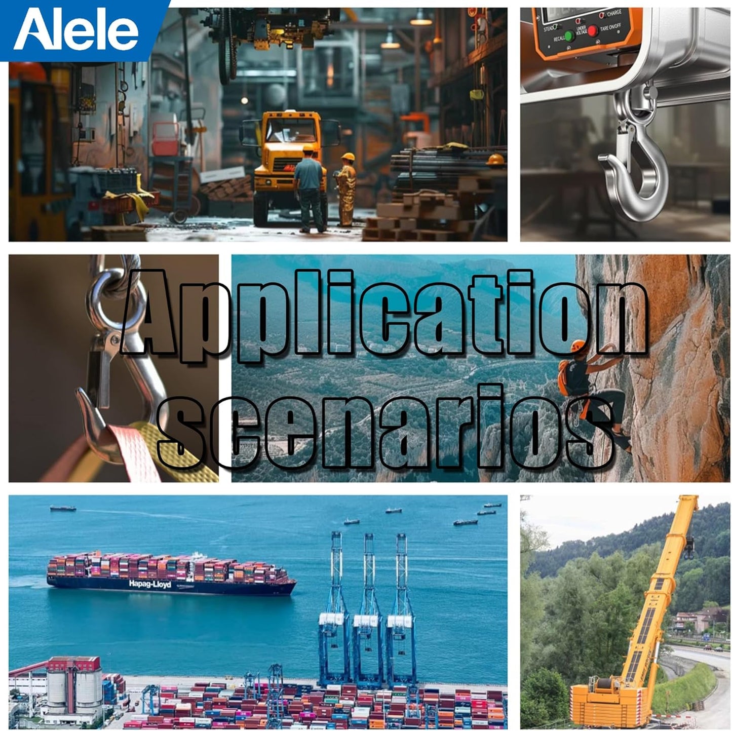 Alele 2Pack 0.5T Crane Scale Grab Hooks,Slip Hooks,Stainless Steel Lifting Hook Rigging Accessory