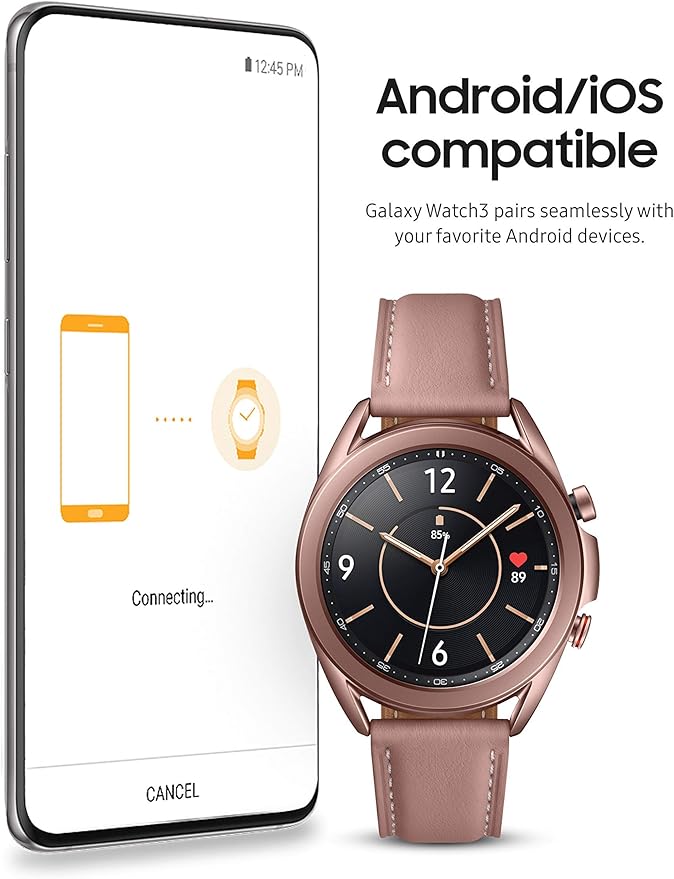 Samsung Galaxy Watch 3 (41mm, GPS, Bluetooth, Unlocked LTE) Smart Watch with Advanced Health Monitoring, Fitness Tracking , and Long lasting Battery - Mystic Bronze (US Version) (Renewed)