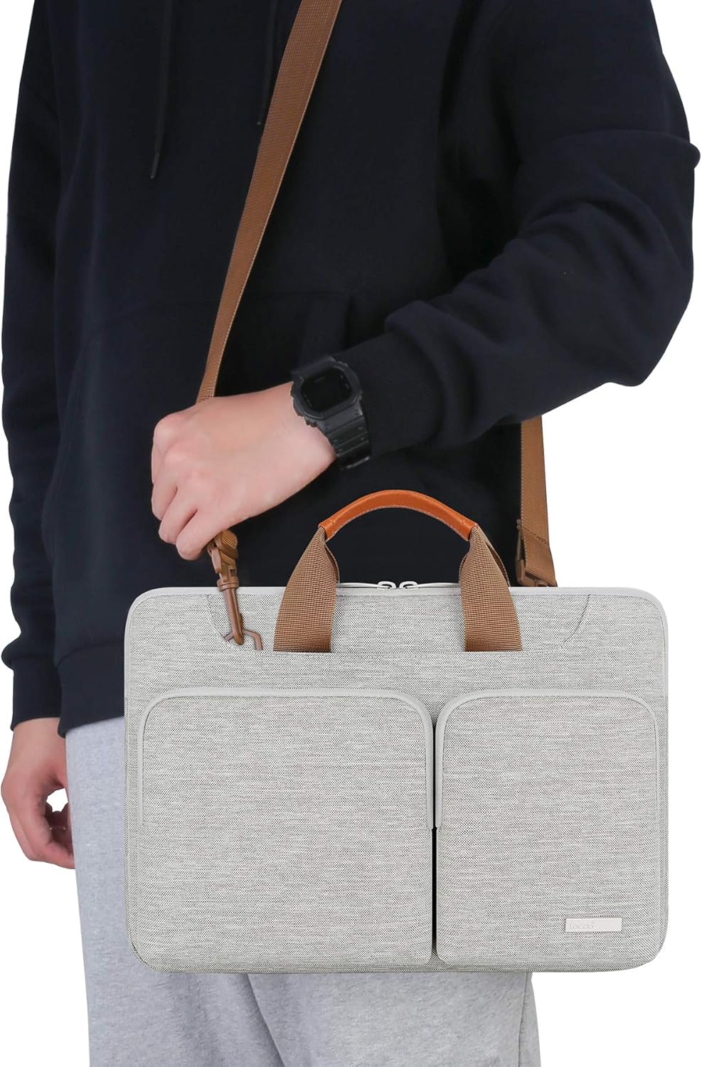 Lacdo 360° Protective Laptop Shoulder Bag for 13 inch New MacBook Air M4 A3240 2025, M3 A3113, M2 A2681, M1 A2337 A2179 A1932 2024-2018 | 13 inch MacBook Pro M2 M1 A2338 A2251 A2289 Computer Bag, Gray