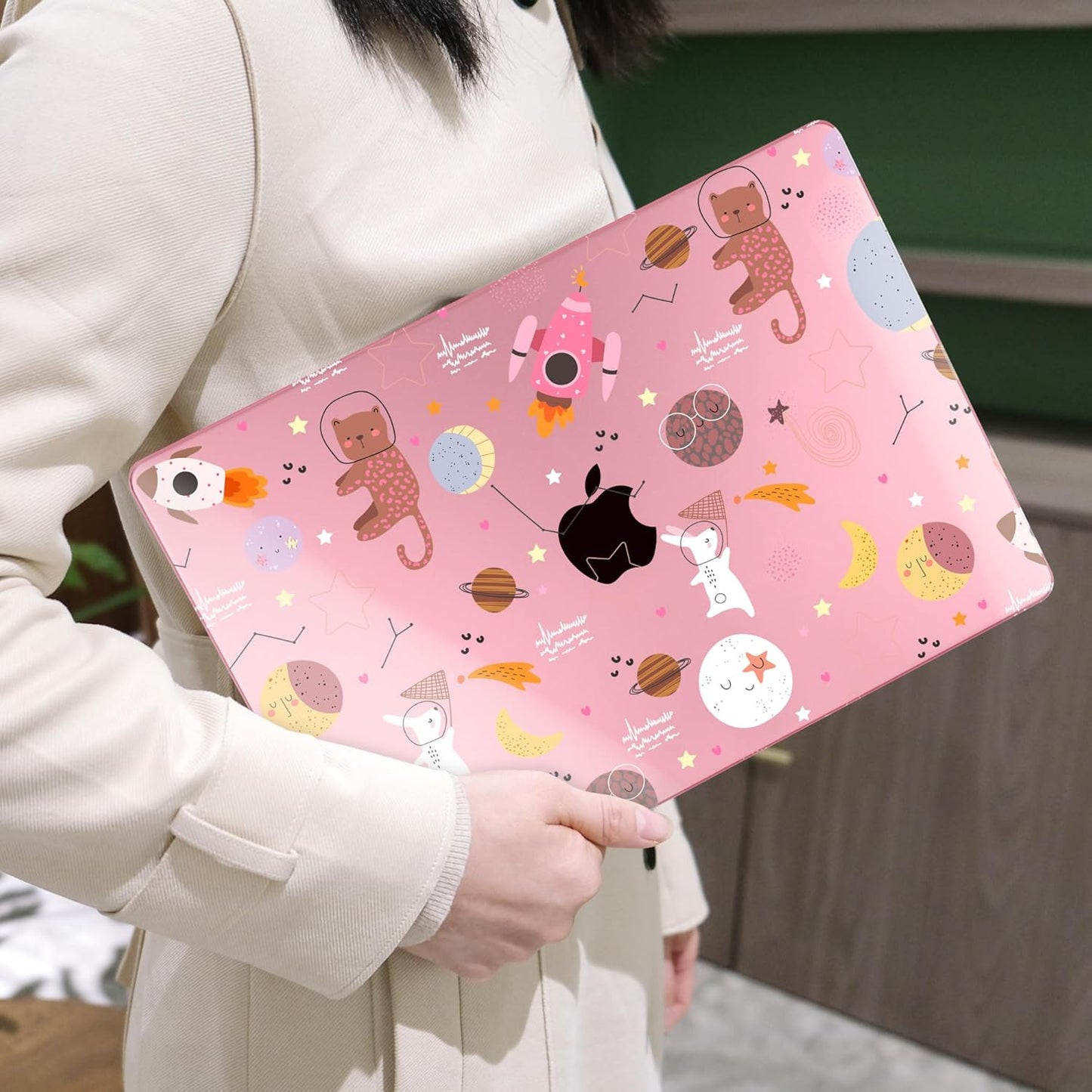MEEgoodo Case for MacBook Pro 13 inch Case 2022 2021 2020 New A2338 M2/M1 A2251 A2289, Laptop Hard Shell with Keyboard & Camera Cover Compatible with 13 inch MacBook Pro, Space & Animals