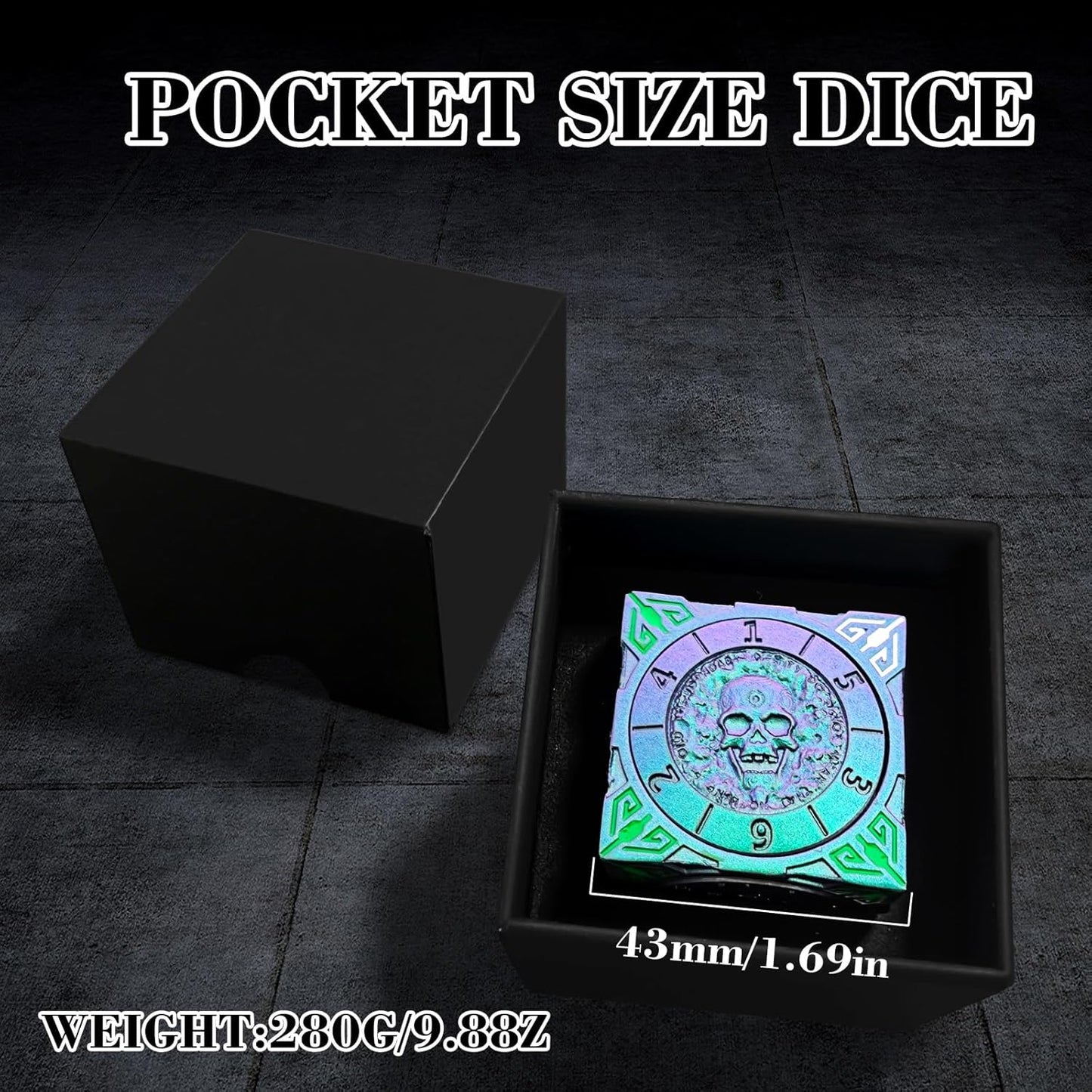 Spinner Dice 7-in-1 Metal DND Set – Premium Copper RPG Dice with 3D Monster Reliefs, Gyro Spinner & Collector’s Box for D&D,Chameleon Purple