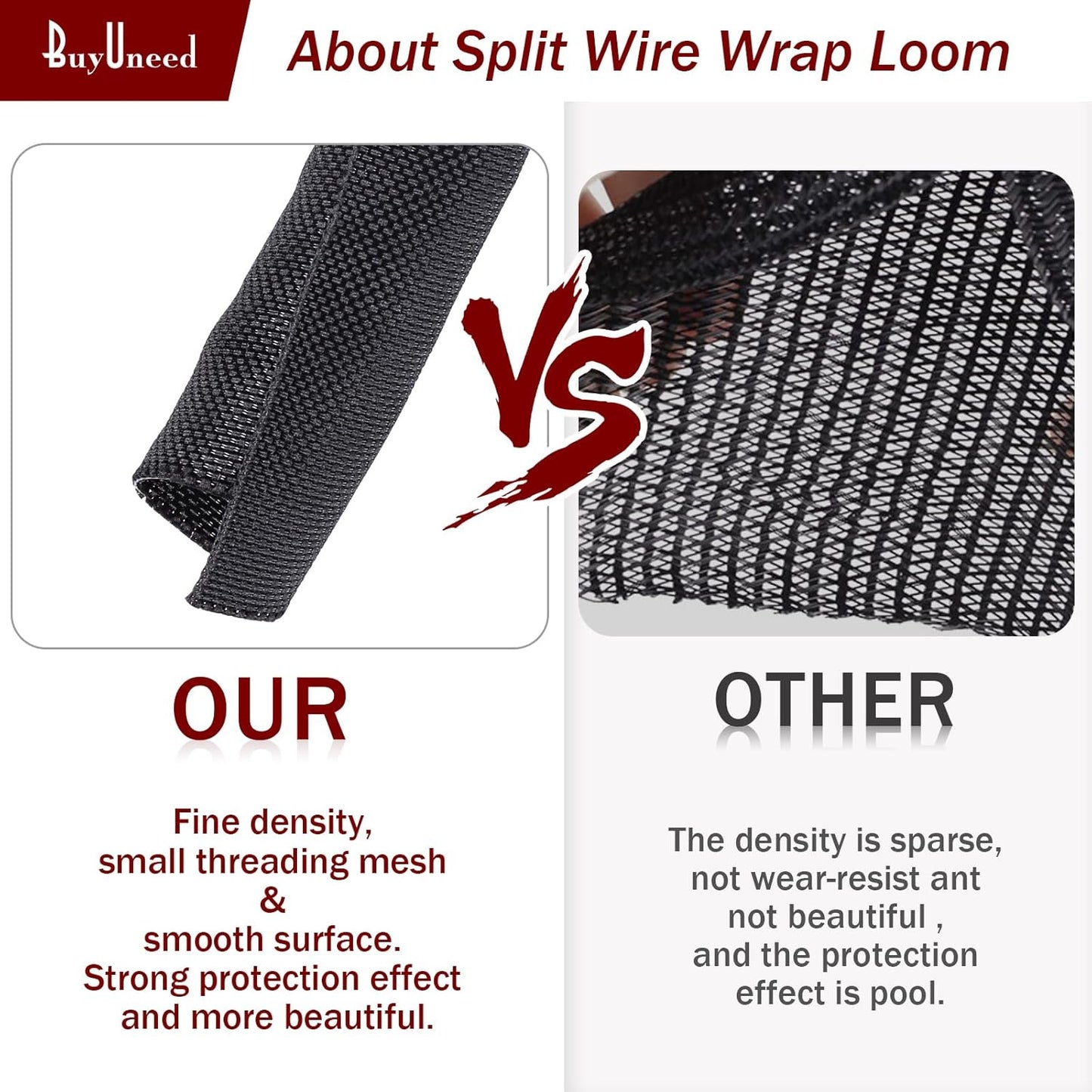 Black Braided Cable Management Sleeves Wire Loom Tubing Cord Protector Self-Wrapping (1/2"-30Feet)