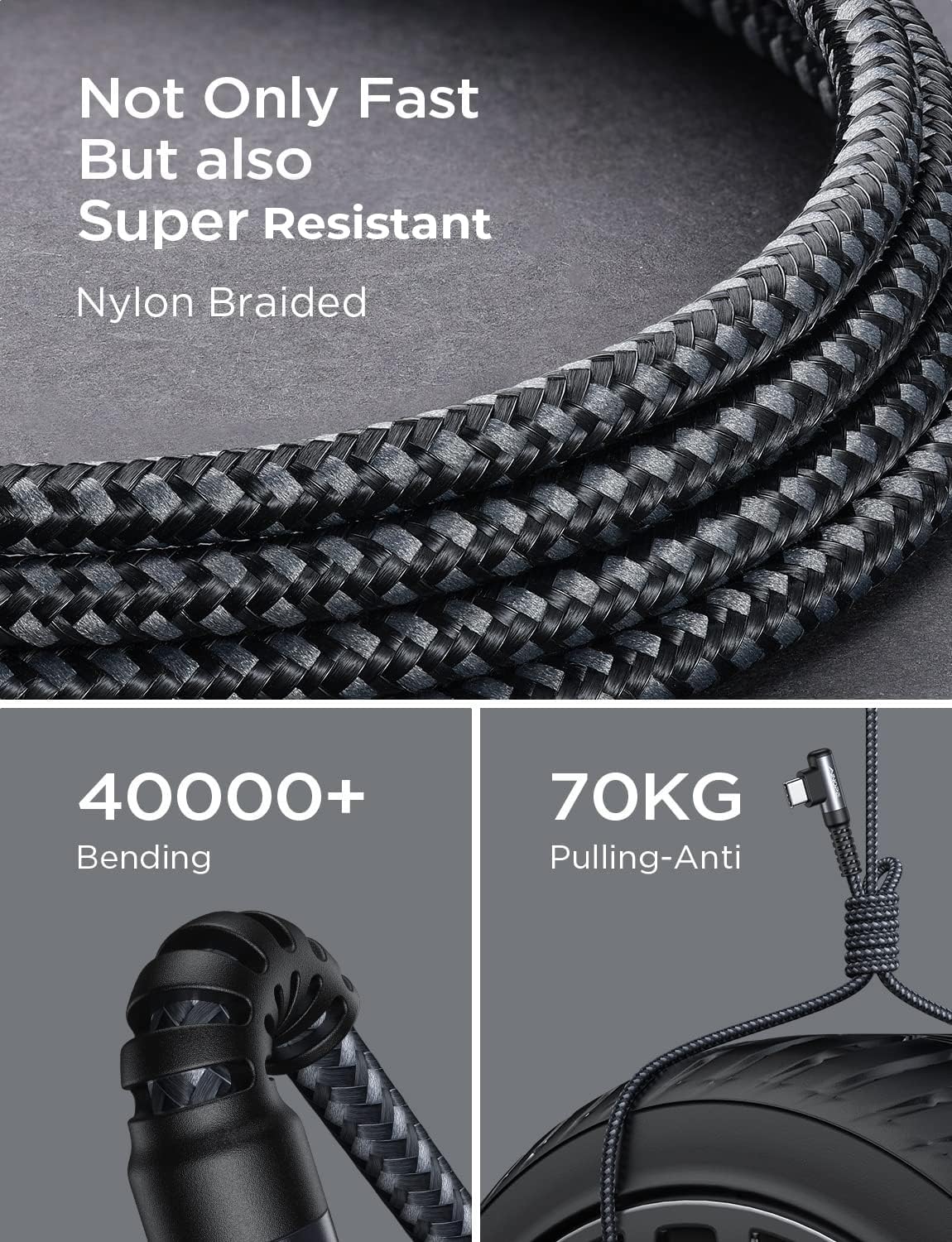 AINOPE 2 pac 1M Nylon Braided USB C Charging Cable Compatible with Galaxy S21+ Ultra, iPad mini/Air/Pro, Pixel 6X