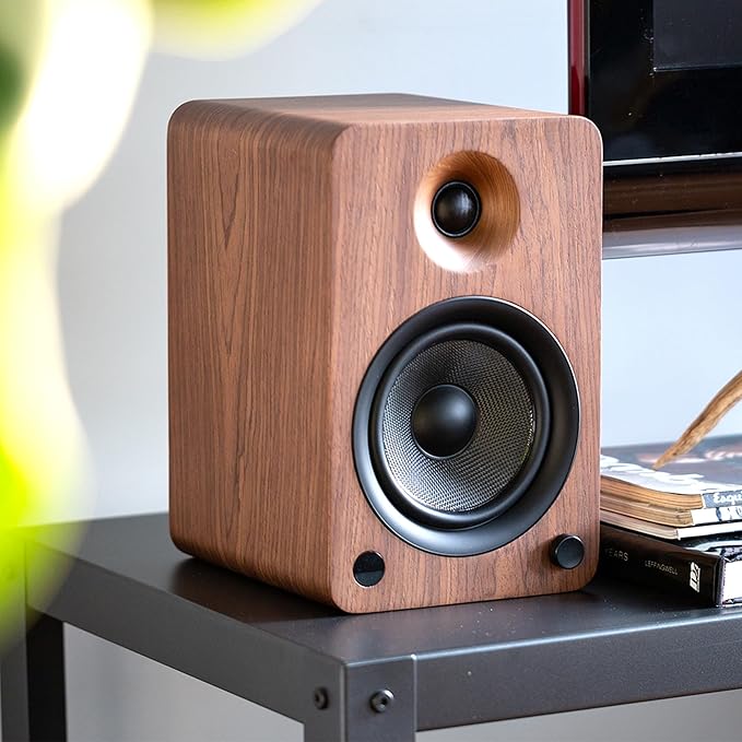 Kanto YU6WALNUT Powered Bookshelf Speakers with Bluetooth and Phono Preamp | Pair | Walnut
