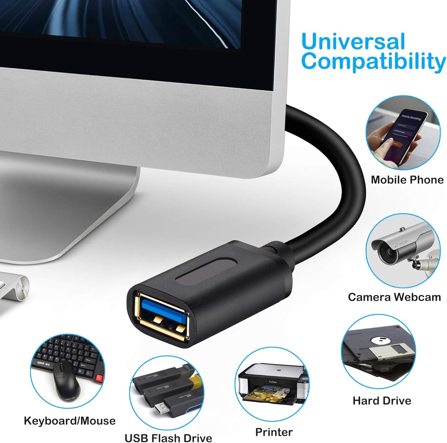 Tan QY USB 3.0 Extension Cable 5Ft, USB 3.0 High Speed Extender Cord Type A Male to A Female for PlayStation, Xbox, USB Flash Drive, Hard Drive, Card Reader,Scanner,Printer,Keyboard (5Ft)