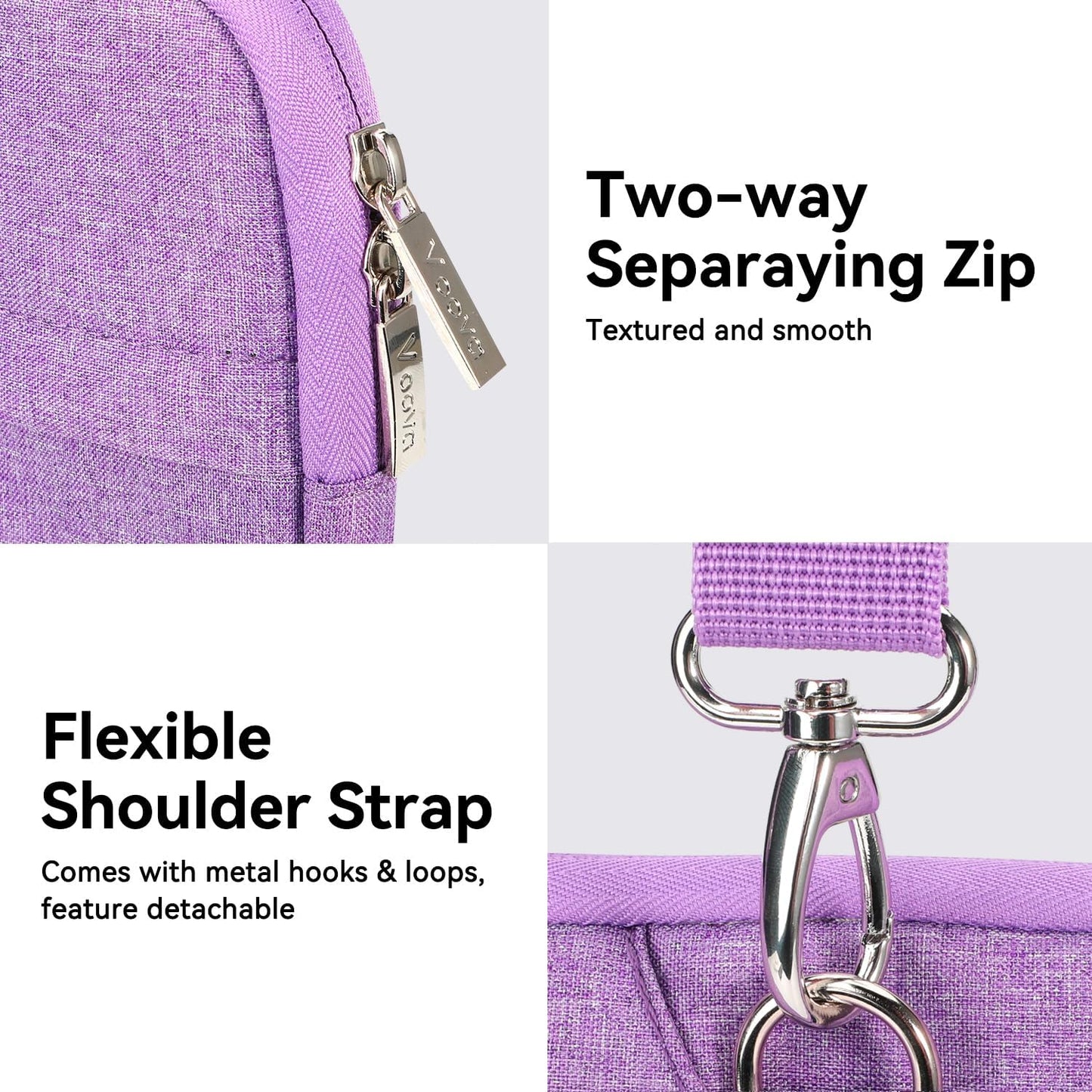 Voova Laptop Bag 17 17.3 Inch Water-resistant Laptop Sleeve Case with Shoulder Straps & Handle, Computer Case Cover Slim Briefcase Compatible with 17-18” Hp Dell Asus Acer, Lavender