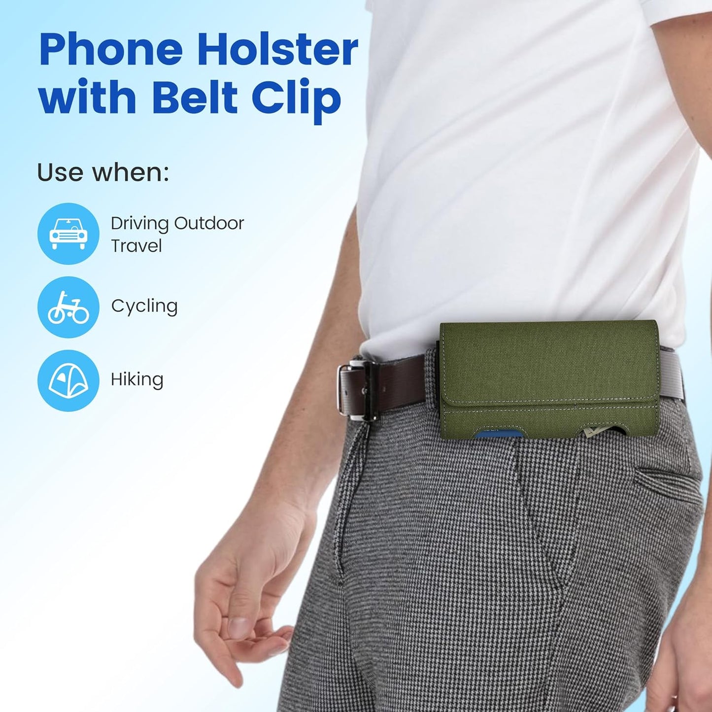 Mopaclle Nylon Cell Phone Holster for Samsung Galaxy S25 Ultra S24 Ultra,S23 Ultra,S22 Ultra, S21 Ultra,Note 20 Ultra A71 A23 A12 Moto G Stylus, Premium Phone Belt Holder with Belt Clip for Men