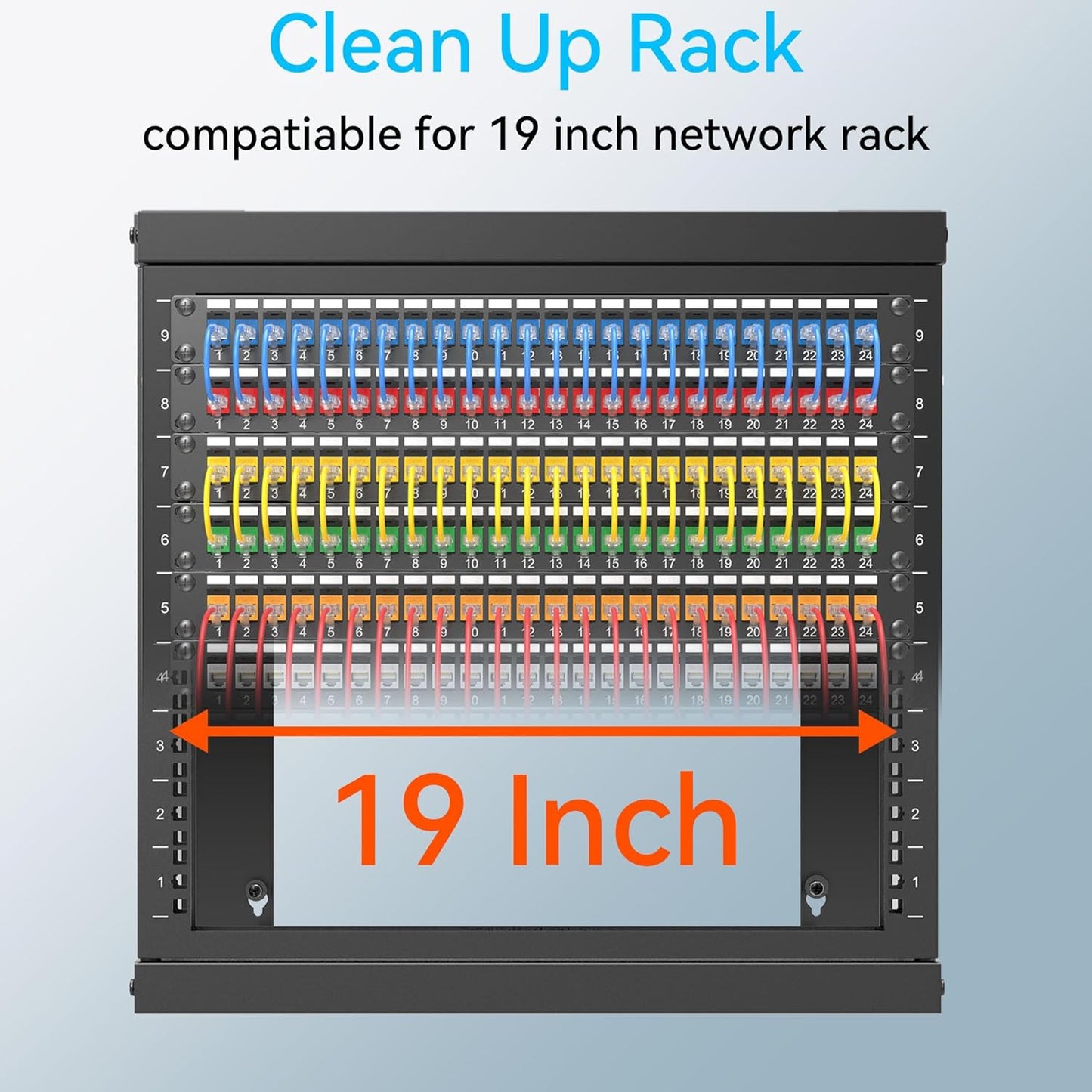 48 Port Blank Keystone Patch Panel with Snap-in Design, Cat6 Network Patch Panel 2U 19 inch, Rack Mount Ethernet Patch Panel (for Slim Keystone Only)