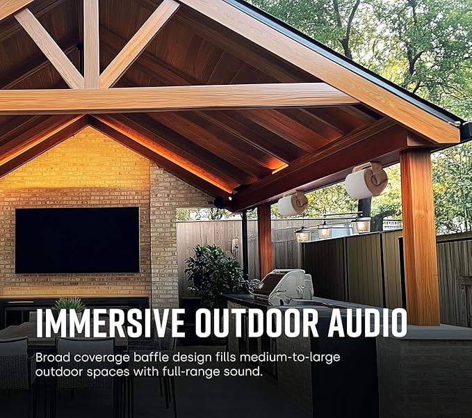 Polk Audio Atrium 6 All-Weather Outdoor Speakers with Bass Reflex Enclosure (Pair, Black), Broad Sound Coverage, Speed-Lock Mounting System (Pack of 6)