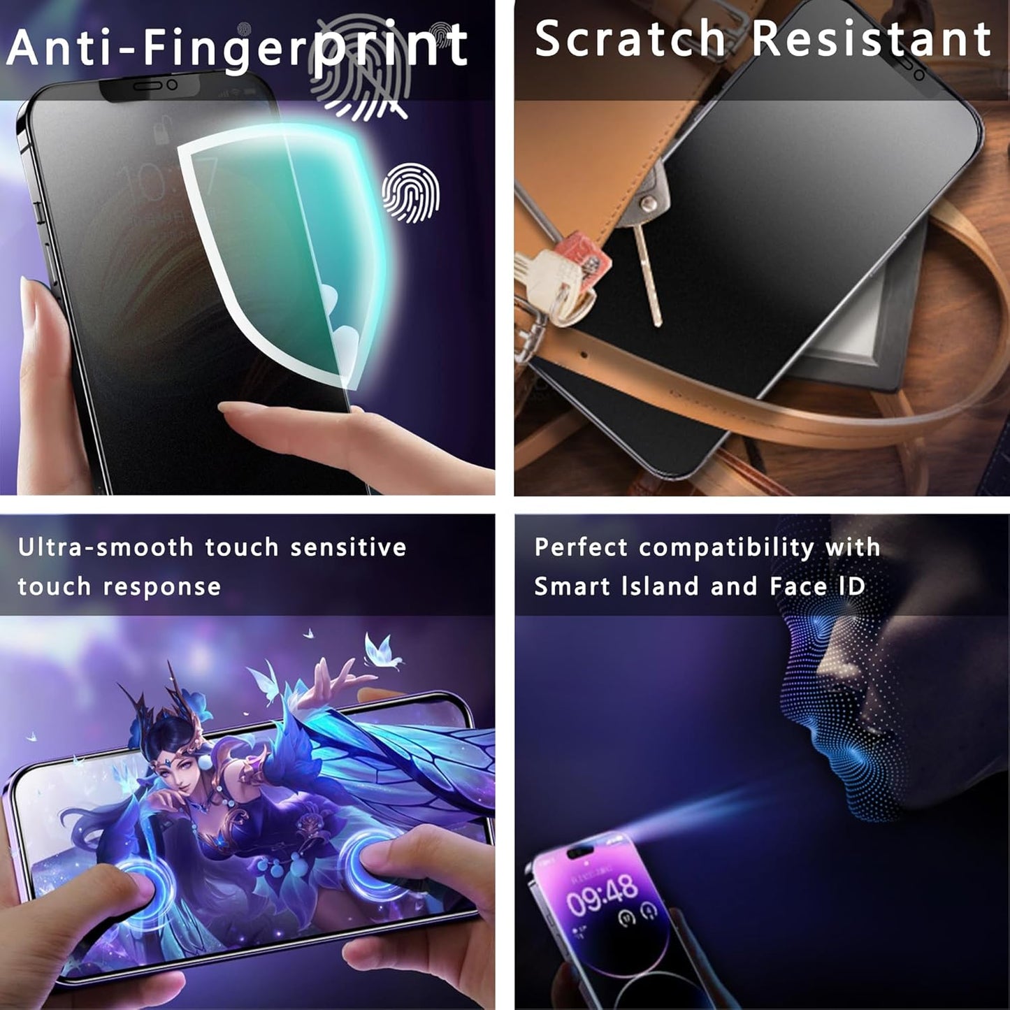 2 Pack Matte Privacy Screen Protector for iPhone 11 Pro Max/iPhone XS Max, 9H Tempered Glass, Full Coverage, Anti-Fingerprint, Auto Dust-Elimination, No Bubble, Easy Installation