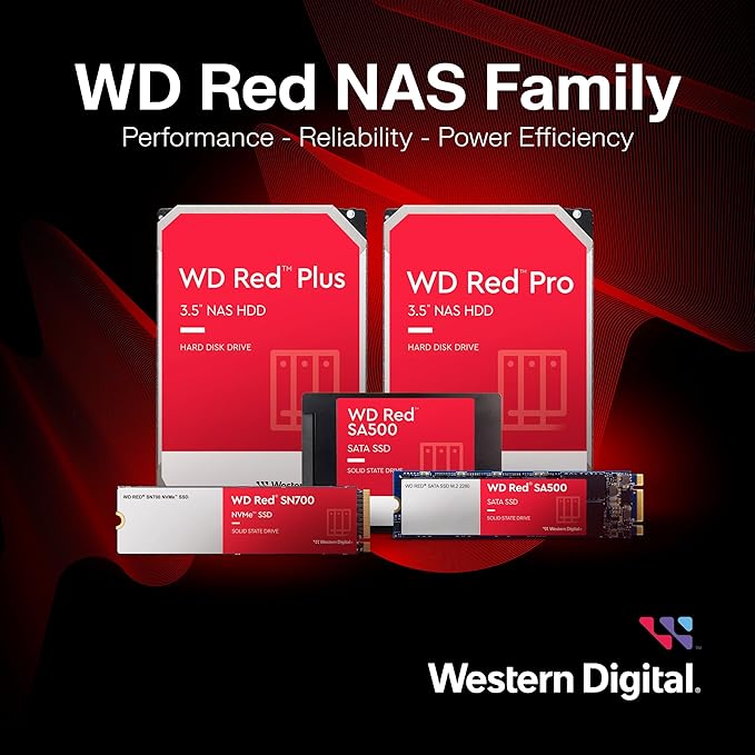 Western Digital 2TB WD Red Plus NAS Internal Hard Drive HDD - 5400 RPM, SATA 6 Gb/s, CMR, 64 MB Cache, 3.5" - WD20EFRX