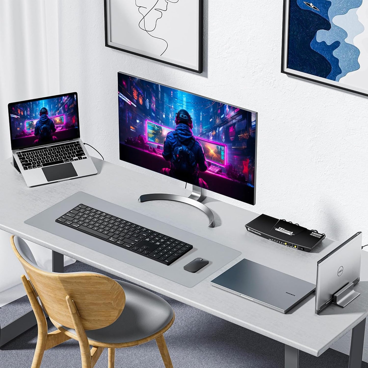 ALOANES Waterproof Mouse Pad with Durable Stitched Edge, XL Gaming Keyboard Pad, Non-Slip Rubber Base Mouse Mat, Extended Desk pad for Gamer, Office & Home, Gray Mousepad 31.5''x 11.8''x 0.12''